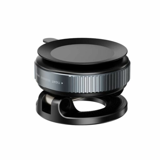 Magnetic phone mount for car dashboard, flexible design for easy adjustability and secure fastening.