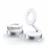 Collapsible electric nose hair trimmer in white, portable and compact for travel grooming needs.