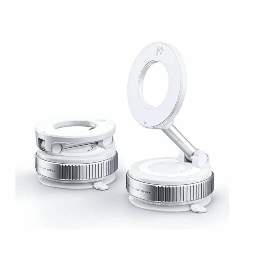 Collapsible electric nose hair trimmer in white, portable and compact for travel grooming needs.