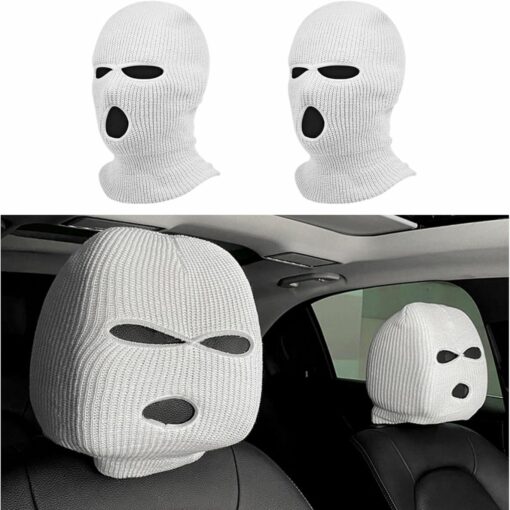 2PCS Knit Ski Mask Headrest Covers – Funny Car Seat Protector Decor