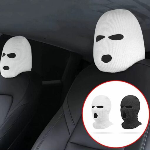2PCS Knit Ski Mask Headrest Covers – Funny Car Seat Protector Decor