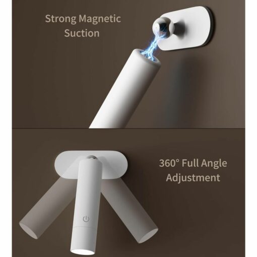 Adjustable magnetic wall light with 360-degree rotation for versatile illumination.