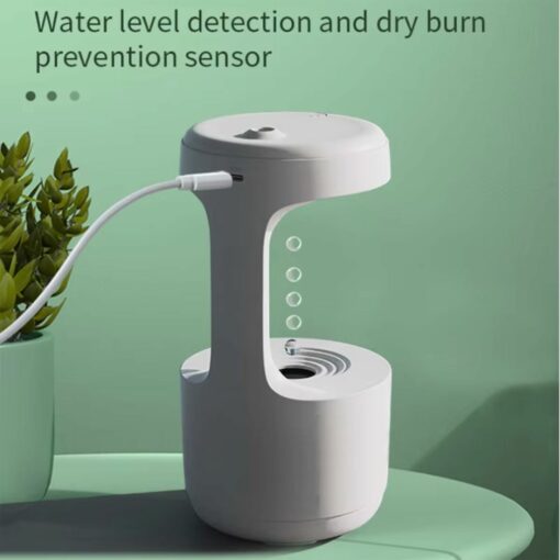 Anti-Gravity Water Drop Humidifier with water level detection and dry burn prevention sensor.