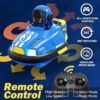 Remote control bumper car toy with 360° rotation, dual speed settings, and all-directional movement.