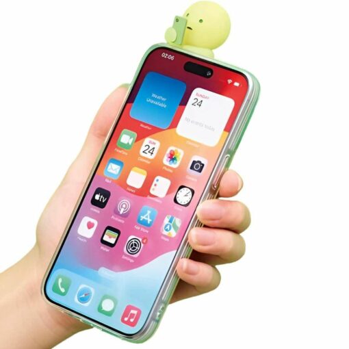 Phone case with cute snail design, enhancing grip and style for iPhone users.