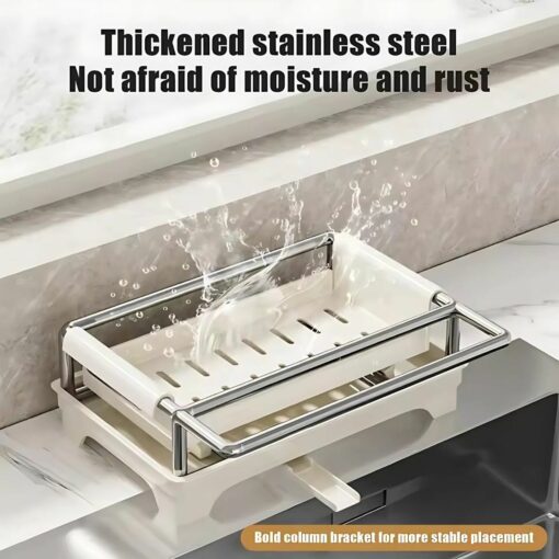 Thickened stainless steel rack, moisture-resistant, anti-rust, ideal for kitchen organization and stability.