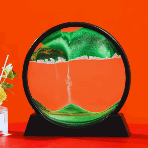 3D Moving Sand Art Decor – Round Quicksand Hourglass Ornament