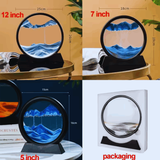 3D Moving Sand Art Decor – Round Quicksand Hourglass Ornament