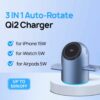 Qi2 15W 3-in-1 Magnetic Wireless Charger for iPhone & Apple Watch