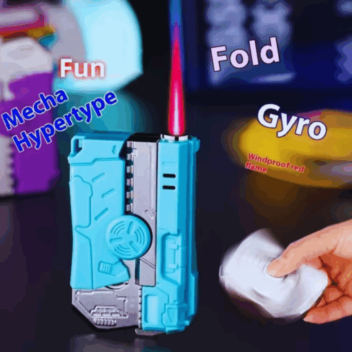 Gun-Shaped Butane Torch Lighter with Gyro Wheel – Pink Flame, Windproof
