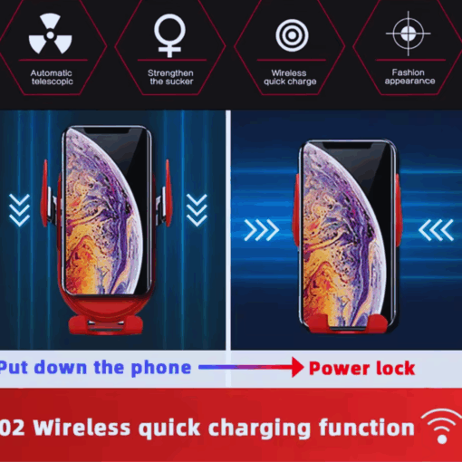 Smart Qi Wireless Car Charger Mount – Auto-Clamp, Fast Charging Holder