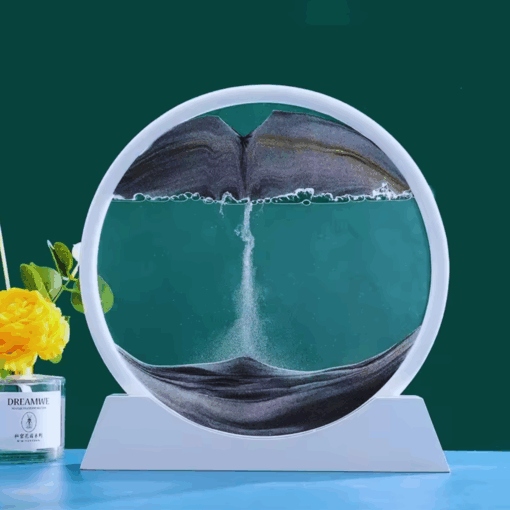 3D Moving Sand Art Decor – Round Quicksand Hourglass Ornament