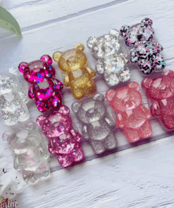 3D Glitter Bear Phone Grip Stand – Cute Resin Holder for iPhone/Samsung
