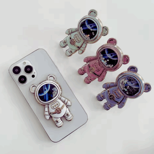 Astronaut Bear Phone Stand Bracket – Quicksand Glitter Holder Sticker