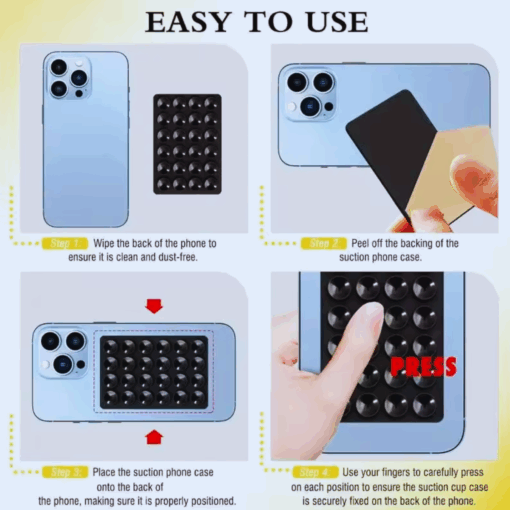 Silicone Suction Phone Mount Pad – Anti-Slip Wall & Case Holder
