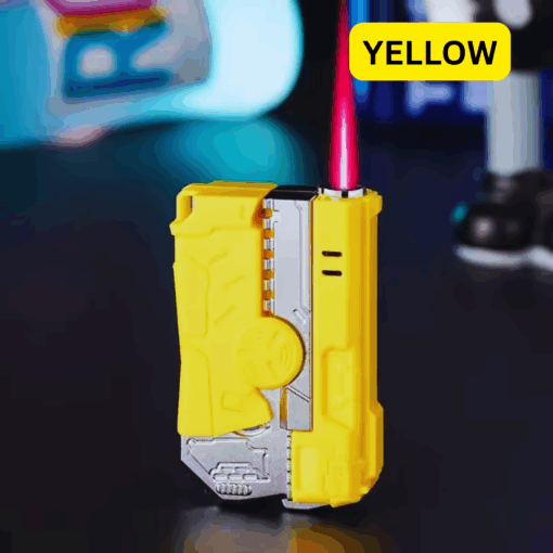 Gun-Shaped Butane Torch Lighter with Gyro Wheel – Pink Flame, Windproof
