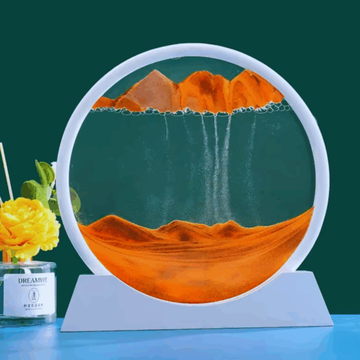 3D Moving Sand Art Decor – Round Quicksand Hourglass Ornament