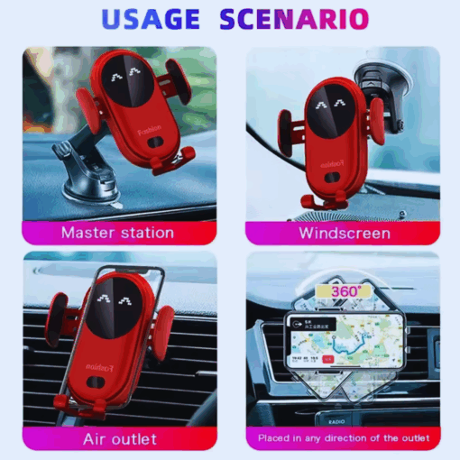 Smart Qi Wireless Car Charger Mount – Auto-Clamp, Fast Charging Holder
