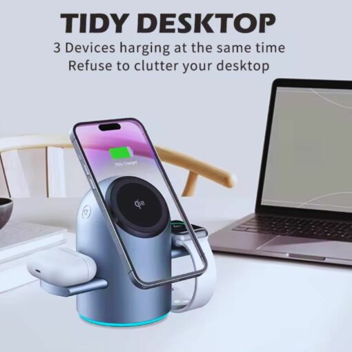 Qi2 15W 3-in-1 Magnetic Wireless Charger for iPhone & Apple Watch