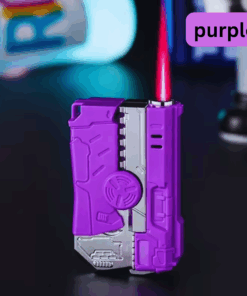 Gun-Shaped Butane Torch Lighter with Gyro Wheel – Pink Flame, Windproof