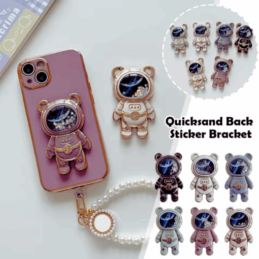 Astronaut Bear Phone Stand Bracket – Quicksand Glitter Holder Sticker