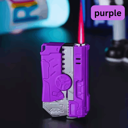 Gun-Shaped Butane Torch Lighter with Gyro Wheel – Pink Flame, Windproof