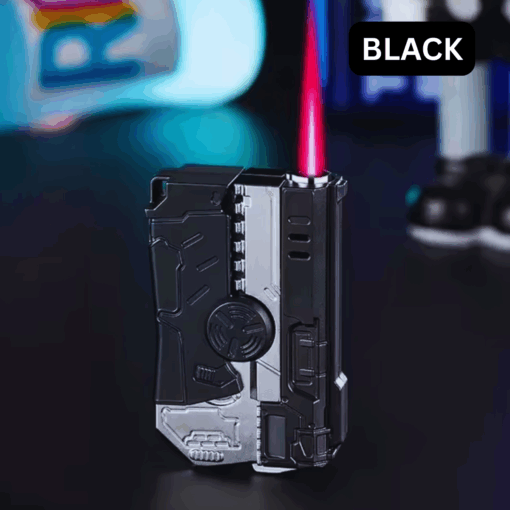Gun-Shaped Butane Torch Lighter with Gyro Wheel – Pink Flame, Windproof