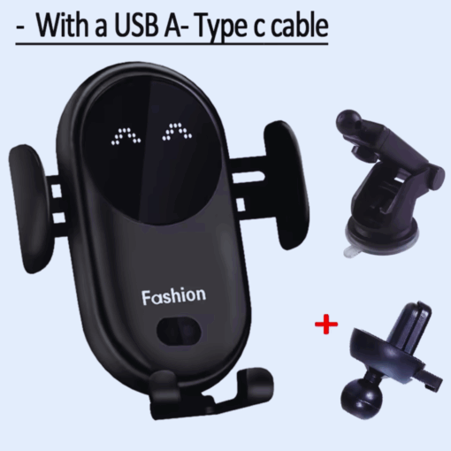 Smart Qi Wireless Car Charger Mount – Auto-Clamp, Fast Charging Holder
