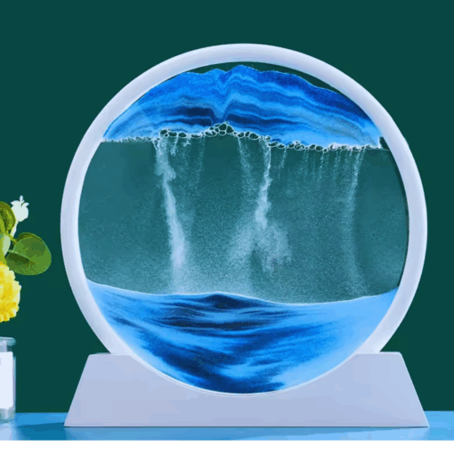 3D Moving Sand Art Decor – Round Quicksand Hourglass Ornament