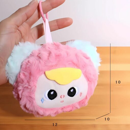 Adorable Baby Three Furry Wallet – Cartoon Anime Keychain Coin Purse