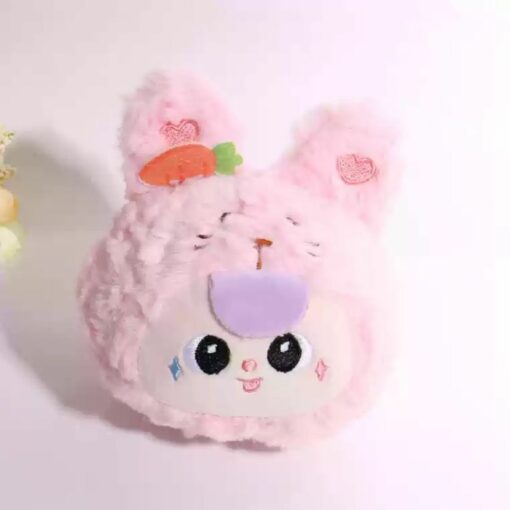 Adorable Baby Three Furry Wallet – Cartoon Anime Keychain Coin Purse
