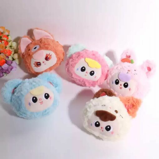 Adorable Baby Three Furry Wallet – Cartoon Anime Keychain Coin Purse