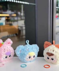 Adorable Baby Three Furry Wallet – Cartoon Anime Keychain Coin Purse