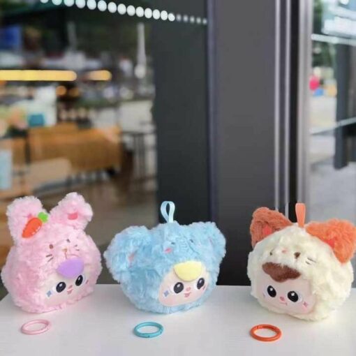 Adorable Baby Three Furry Wallet – Cartoon Anime Keychain Coin Purse