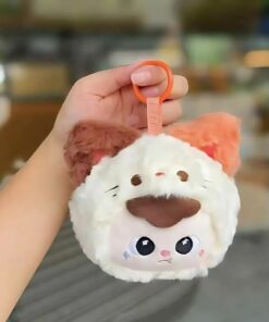 Adorable Baby Three Furry Wallet – Cartoon Anime Keychain Coin Purse