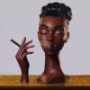 Black Lady Smoker Resin Sculpture – Elegant African Woman Incense Burner