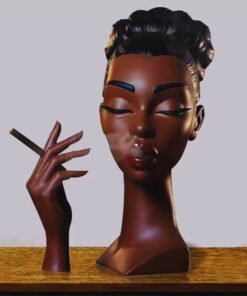 Black Lady Smoker Resin Sculpture – Elegant African Woman Incense Burner