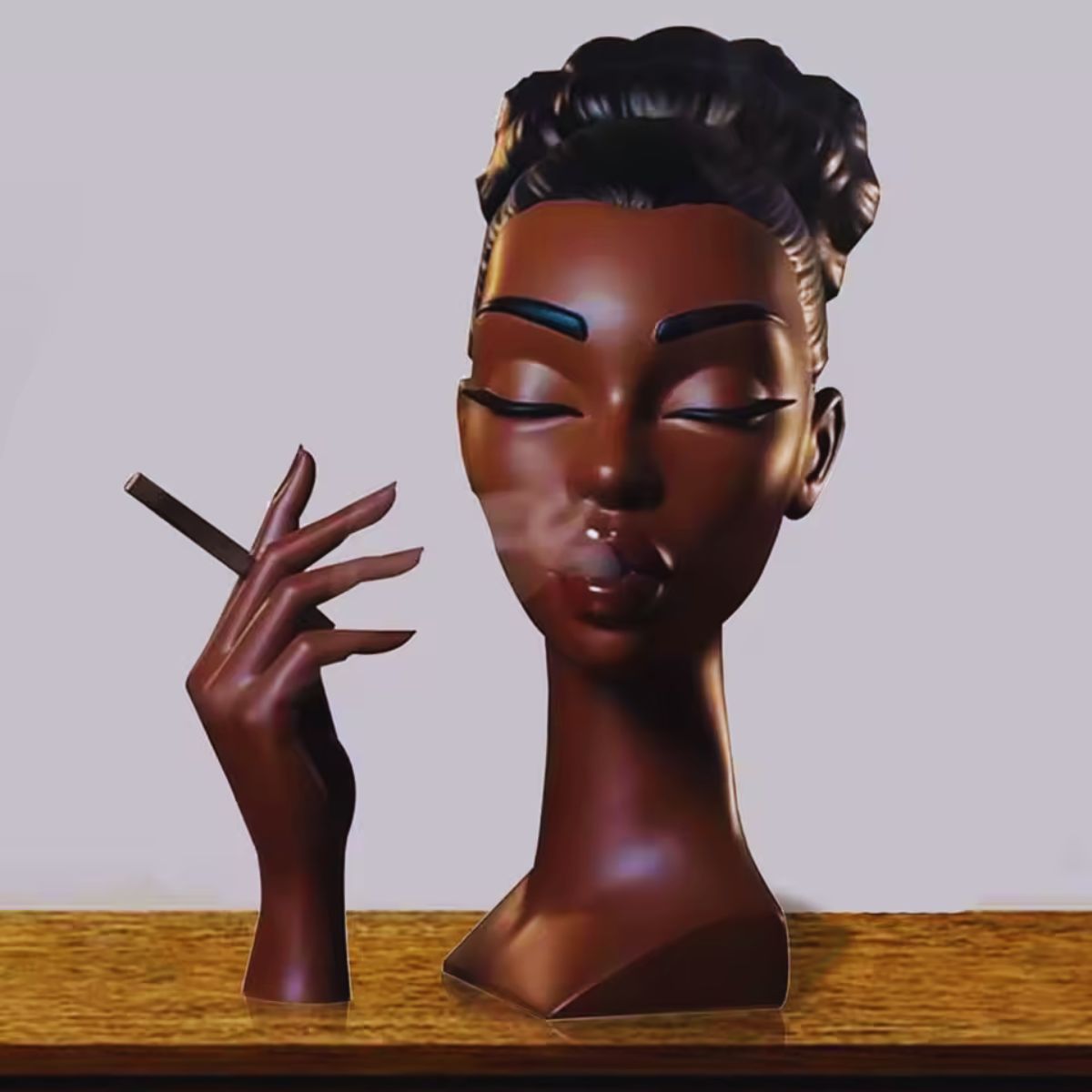 Black Lady Smoker Resin Sculpture – Elegant African Woman Incense Burner