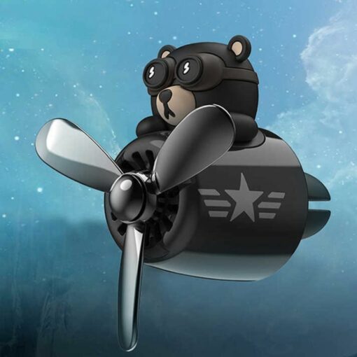 Cartoon Pilot Bear DIY Car Vent Clip – Perfume Holder & Dashboard Decor