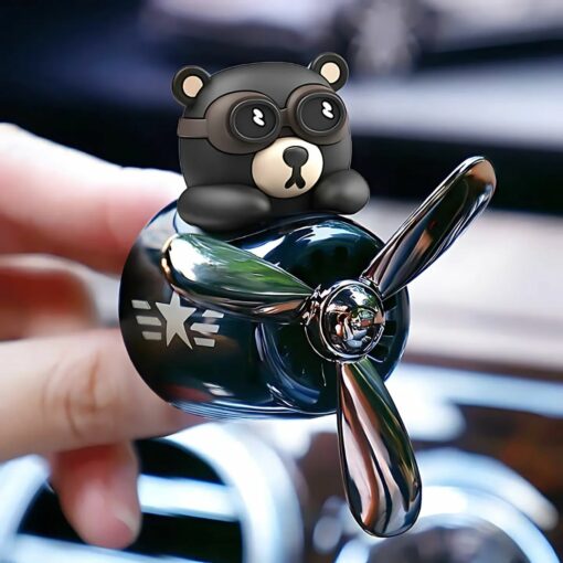 Cartoon Pilot Bear DIY Car Vent Clip – Perfume Holder & Dashboard Decor