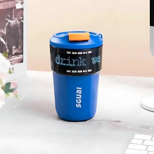 DIY Pixel Text Smart Coffee Mug – Intelligent Thermos Flask with LCD Screen, Creative Gift for Men and Women