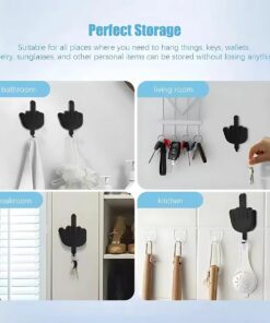 Funny Middle Finger Key Hanger – Self Adhesive Wall Hooks for Entryway & Doorway