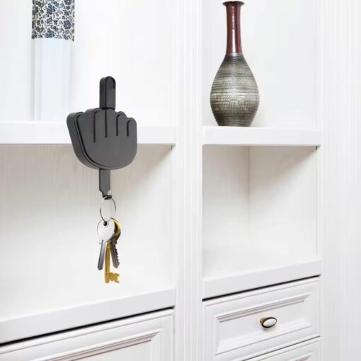 Funny Middle Finger Key Hanger – Self Adhesive Wall Hooks for Entryway & Doorway