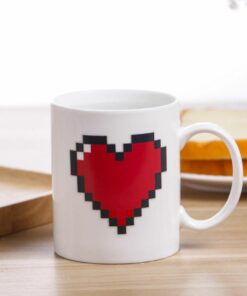 Heart Color-Changing Mug – Heat Sensitive Ceramic Coffee Cup, Creative Couple Gift