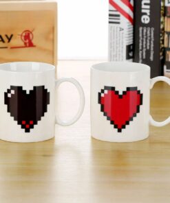 Heart Color-Changing Mug – Heat Sensitive Ceramic Coffee Cup, Creative Couple Gift