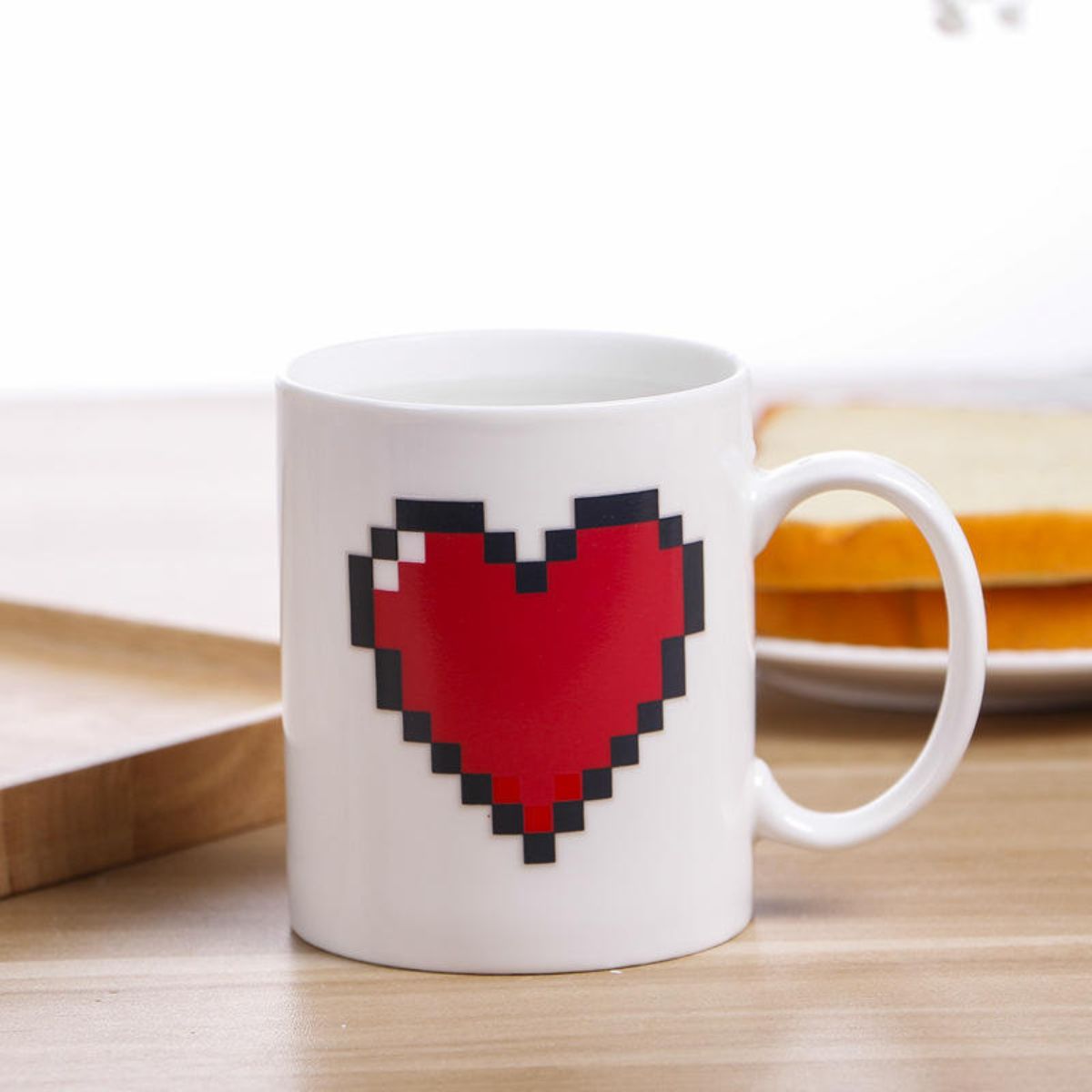 Heart Color-Changing Mug – Heat Sensitive Ceramic Coffee Cup, Creative Couple Gift