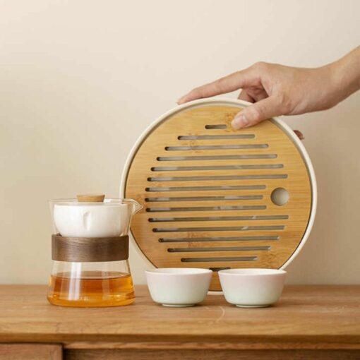 Heat-Resistant Glass Teapot with Rotating Strainer – Travel-Friendly Tea Set for Tea Lovers