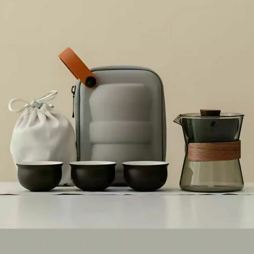 Heat-Resistant Glass Teapot with Rotating Strainer – Travel-Friendly Tea Set for Tea Lovers