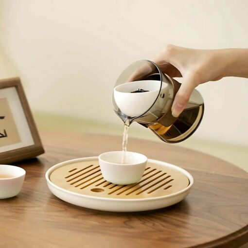 Heat-Resistant Glass Teapot with Rotating Strainer – Travel-Friendly Tea Set for Tea Lovers