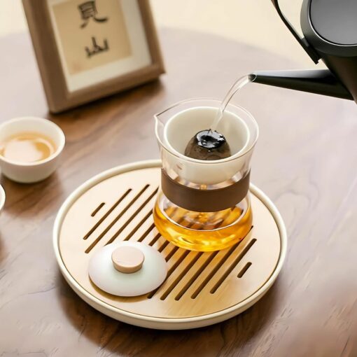 Heat-Resistant Glass Teapot with Rotating Strainer – Travel-Friendly Tea Set for Tea Lovers